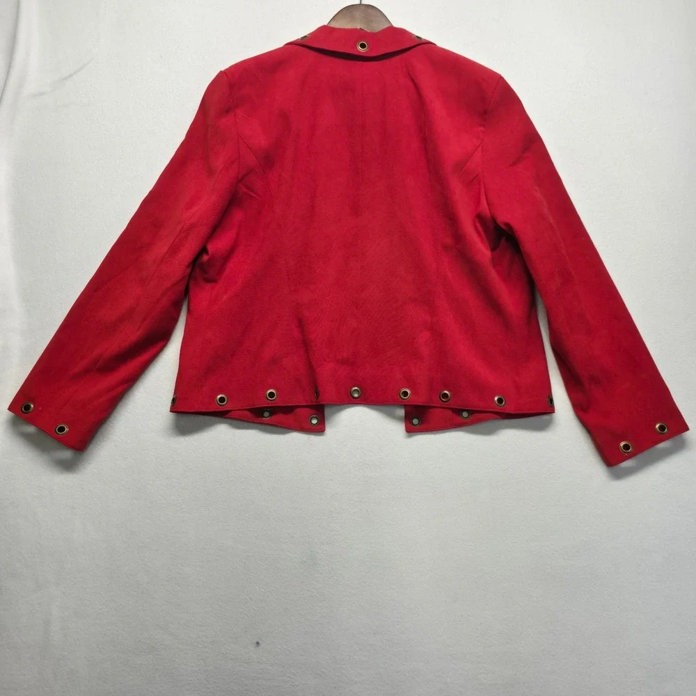 Multiples Women's Red Open Grommeted Jacket Size XL